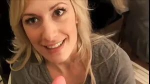 Glam slut guzzles cum